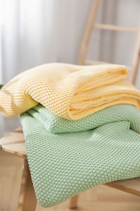 부드럽고 편안한 솔리드 100% 코튼 니트 던지기 담요 어린이용 및 호텔 담요 AY - Product Image 3