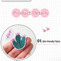 Patch brodé thermocollant en tissu écologique motif feuille de cactus, pour décoration de vêtements DIY, applique en broderie informatique