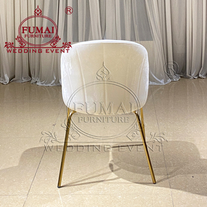Chaise d'hôtel FUMAI en velours blanc avec pieds coniques dorés, design contemporain, dossier solide, mobilier d'intérieur - Product Image 5