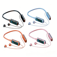 Headphone Nirkabel Leher, Earphone Olahraga 6.0 dengan Layar LED Penunjuk Daya, Suara Stereo HiFi untuk Gym, Lari, dan Olahraga