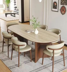 Juego de Mesa de Comedor Redonda de Madera Maciza de Nogal Moderno, Extensible y Convertible, con 8 Sillas para Restaurante, Hogar y <span class=keywords><strong>Cena</strong></span> - Product Image 5