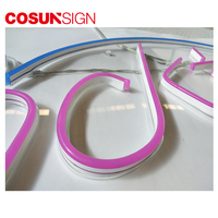 Table d'intérieur lumineuse en plastique rose, panneau personnalisé, en plastique, à Led, néon, avec panneau arrière, pour Restaurant, intérieur 3D