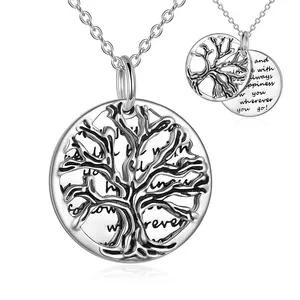 Best Wishes to Friend Jewelry 925 Sterling Silver Disc Tree of Life Necklace for Women