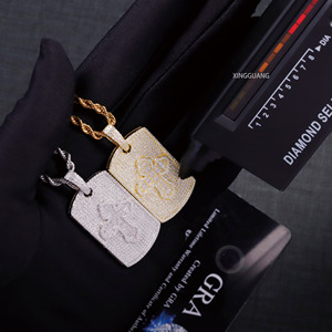 Ciondolo con scritta a croce Baguette placcato in oro <span class=keywords><strong>925</strong></span> <span class=keywords><strong>argento</strong></span> ghiacciato VVS Moissanite diamanti Hip Hop ciondolo croce Tag collana - Product Image 4