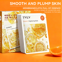 Masque en tissu éclaircissant à la vitamine C sous marque privée, anti-âge, hydratation intense, nourrissant, apaisant pour une peau repulpée et éclatante