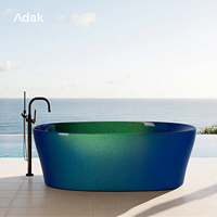 Baignoire autoportante en acrylique couleur personnalisée, 67 pouces, forme ovale, portable avec drain, baignoire profonde pour salle de bain à domicile, facile à nettoyer