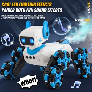 Robot chien RC intelligent <span class=keywords><strong>à</strong></span> 8 roues pour cascades, double commande, yeux LED, pulvérisation de musique, chien <span class=keywords><strong>mécanique</strong></span>, détection de geste tactile, <span class=keywords><strong>jouet</strong></span> pour enfant - Product Image 4