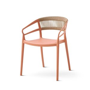 <span class=keywords><strong>Sedia</strong></span> da pranzo impilabile in plastica con braccioli, colore <span class=keywords><strong>senape</strong></span>, schienale in corda intrecciata a mano, per ristorante, esterno, patio, bistrot - Product Image 4
