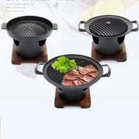Barbecue portable d'extérieur pour une personne, grill à charbon de bois antiadhésif, poêle en fonte multifonctionnelle, mini four à barbecue