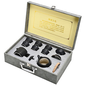 Juego de Té Completo de Diez Piezas, Tetera de Cerámica Negra con Asa, Juego de Regalo Comercial Dehua - Product Image 4