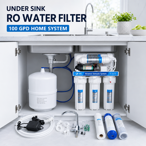 Sistema <span class=keywords><strong>de</strong></span> Filtro <span class=keywords><strong>de</strong></span> <span class=keywords><strong>Agua</strong></span> por Ósmosis Inversa <span class=keywords><strong>de</strong></span> 100 GPD, <span class=keywords><strong>Purificador</strong></span> <span class=keywords><strong>de</strong></span> <span class=keywords><strong>Agua</strong></span> RO <span class=keywords><strong>de</strong></span> <span class=keywords><strong>5</strong></span> Etapas para Debajo del Fregadero con Tanque <span class=keywords><strong>de</strong></span> Presión <span class=keywords><strong>de</strong></span> 32 Galones - Product Image 1