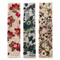 Tissu en tulle floral de luxe, appliqué en velours, broderie de perles, 100% polyester, largeur 130 cm, pour robes de Quinceañera