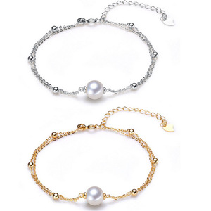 Bracelet en perles Zhuji Danshui pour femmes, 7-8 mm, forte luminosité, presque sans défaut, argent S925, double rangée, colliers superposés tendance - Product Image 5