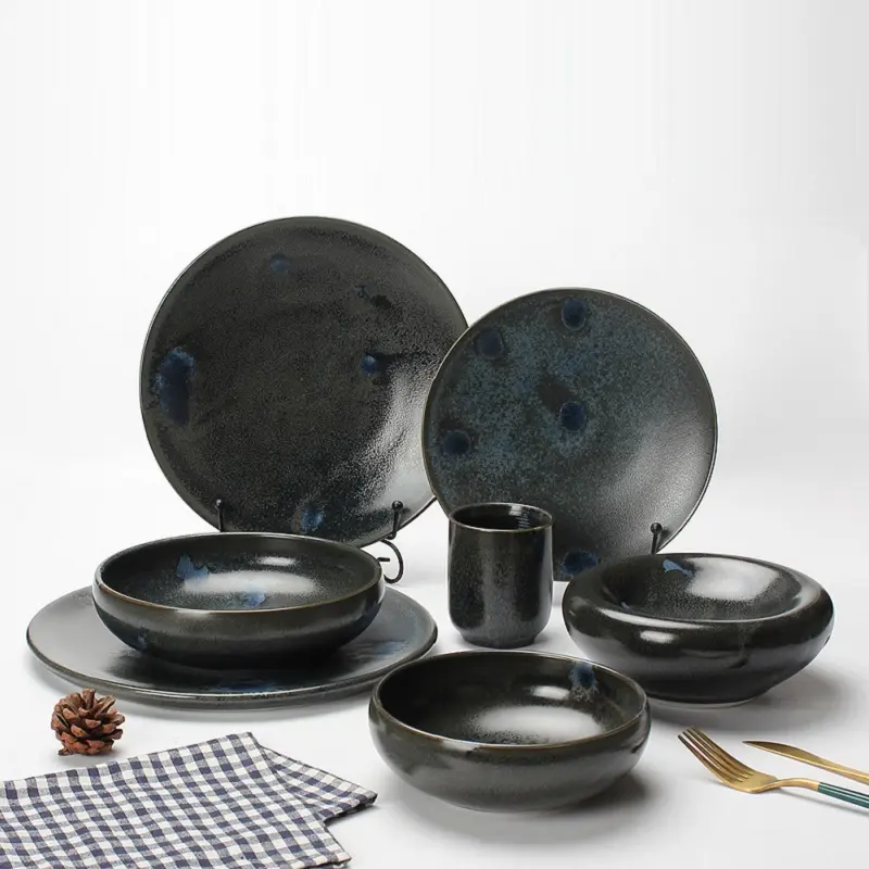 Placas de jantar europeias originais, conjunto de louças de cerâmica com copo, louças de cerâmica, feitas na china