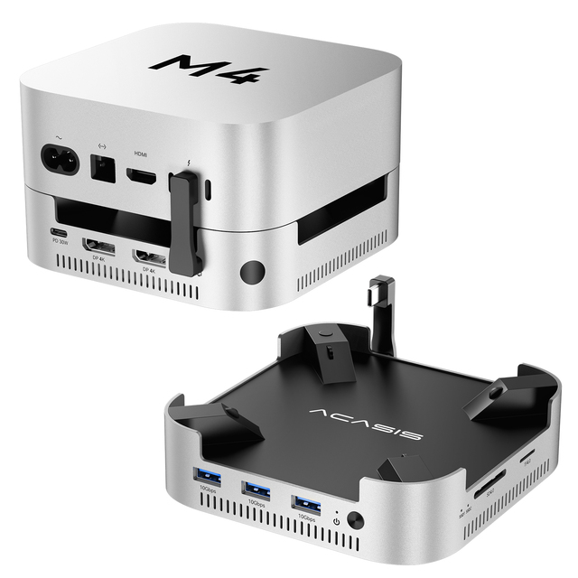 16TB 40Gbps Dual Bay M.2 NVMe Hard Drive SSD Enclosure ACASIS 8 in 1 USB C Hub to DP 4K 144HZ Mac Mini M4 Docking Station with