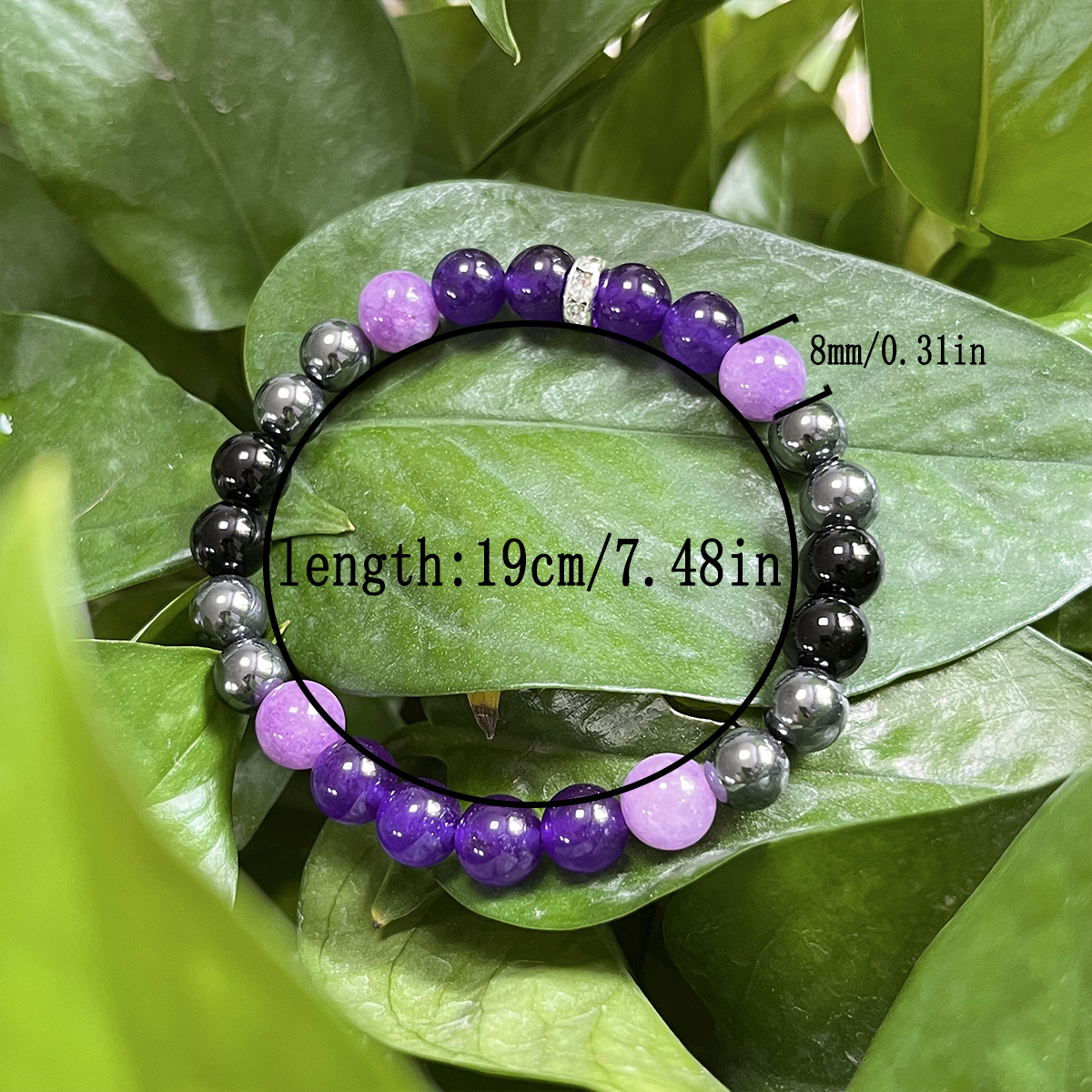Jade violet naturel, Quartz lavande, Pierre de fiel noire, Obsidienne