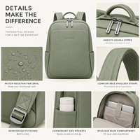 Sac à dos pour ordinateur portable vintage minimaliste et étanche 2026, 15,6 pouces, sac de voyage en nylon, bagage d'affaires avec fermeture éclair, logo personnalisé, vente en gros