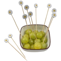 100 pièces blanc marguerite fleur bambou brochette Buffet Cupcake fruits fourchette jardin mariage décoration