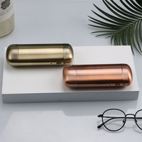Étui à lunettes en métal brossé personnalisé avec logo OEM E88, boîte à lunettes optiques en fer blanc à bouton-poussoir, étui de luxe à la mode, vente en gros