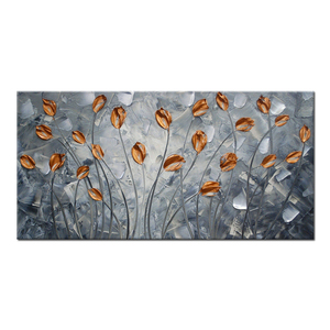 Tableau mural floral 3D moderne, peinture à l'huile abstraite texturée faite à la main au couteau à <span class=keywords><strong>palette</strong></span>, toile minimaliste à fleurs, décoration d'hôtel - Product Image 1