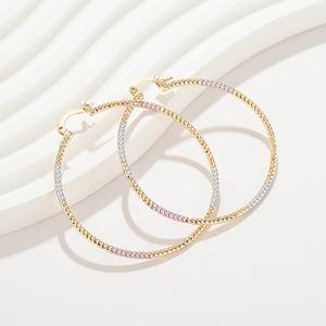 साधारण लोकप्रिय 18k सोने के जुताई आभूषण थोक में तीन रंग बड़े सोने की हूप बालियां - Product Image 4