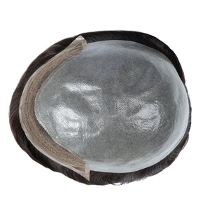 <b>Mens</b> BIO Base Indian Hair <b>Wigs</b> Male Toupee Hair System Natural Wave 100% Hand Tied Soft Smooth Feeling Best Price Good Quality - Product Image 1