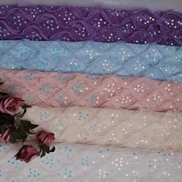 Vente directe usine Tissu maille extensible à sequins épais 100% Nylon Résistant à l'abrasion Vêtements pour filles Broderie dentelle Lettre PA
