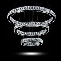 Sannce — lustre LED suspendu haut de gamme, 3 anneaux réglables, en cristal, design moderne, luminaire décoratif d'intérieur