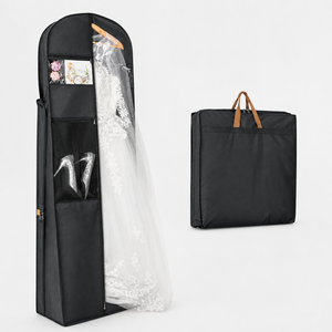 Sac de couverture de costume de vêtement gris anti-poussière pliable et durable personnalisé non tissé sac de vêtement de robe longue de robe de mariage pour l'usage domestique de voyage - Product Image 1