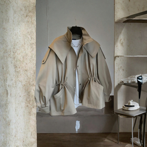 Nueva Chaqueta Blusón Vaquera Impermeable con Cuello Alto y Parches Casuales para Mujer, Todas las Temporadas - Product Image 3