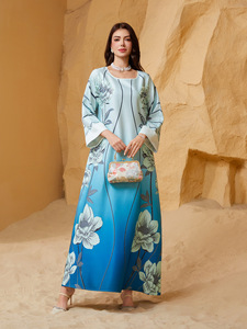 Vestido con cuentas estampado de cuello redondo para mujer musulmana de comercio electrónico transfronterizo Real Shot - Product Image 2