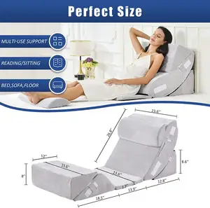 Bed Wedge Pillow 26.8*23.6*12.8 Inch Adjustable Memory Foam Pillow Machine Washable Pillow