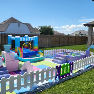Centro de entretenimiento para niños al aire libre, equipo de juego suave colorido, <span class=keywords><strong>casa</strong></span> de rebote de crayón inflable con PISCINA DE BOLAS - Product Image 4