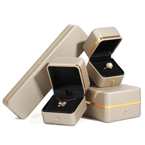 PU Leather Rounded Corner Jewelry Box Gold Edge Luxury Jewelry Boxes for Earrings and Necklace Jewelry Packaging Box - Product Image 6