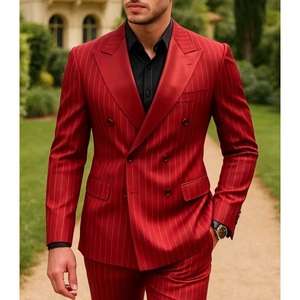 Traje de Hombre de Lujo Negro a Rayas, Doble Botonadura, Corte Entallado, Blazer Italiano, Pantalones Elegantes, Estilo Británico, Casual de Negocios, Retro, Tipo Tuxedo - Product Image 5