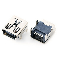 Conector MINI USB de 4 Pines Tipo B, Contactos de Cobre Chapados en Oro, Material PBT, Montaje en PCB SMT, Mini Hembra Completamente Integrada