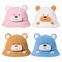 Sombrero de Pescador de Pana para Bebés con Logotipo Personalizado, Diseño 3D de Cara de Oso, Etiqueta Privada OEM, para Niños, Tiendas Boutique
