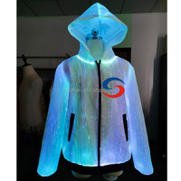 Veste à capuche pour homme en fibre optique LED lumineuse, fermeture éclair, vêtements d'automne
