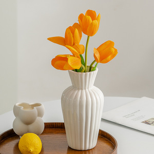 Wholesale Stocked Big Mouth Minimalist White Porcelain Ceramic Tabletop <strong>Flower</strong> <strong>Vase</strong> for Easter - Product Image 2