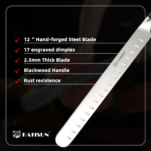 Cuchillo profesional para cortar carne, hoja <span class=keywords><strong>de</strong></span> acero al carbono, cuchillo para rebanar jamón con mango ergonómico - Product Image 5