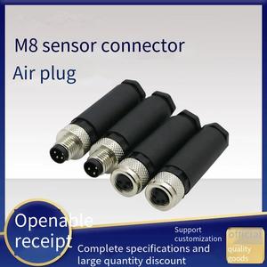 Connecteur d'aviation M12M8 avec adaptateur de capteur de proximité étanche, 4 cœurs, 5 trous, 8 broches, mâle/femelle, droit/courbé. - Product Image 1