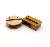 Support de haut-parleur de téléphone portable en bois rectangle rond naturel