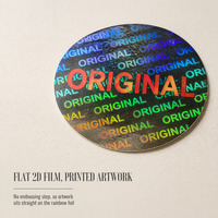 Autocollant holographique 2D personnalisé, étiquette ronde originale, film laser arc-en-ciel, impression de logo adhésif, commande en gros, feuilles en vrac, vente en gros