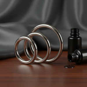 Set di 3 anelli per pene in metallo argentato per migliorare le prestazioni sessuali maschili, per uso intimo. - Product Image 3