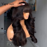 Perruque SDD Bouncy Curl Classy Demure Raw Wavy, couleur personnalisable, disponible en 18 et 32 pouces, avec closure et frange, en cheveux humains vierges HD pour lace