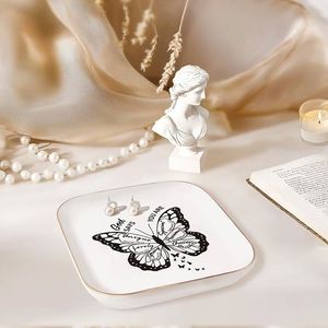 OEM Customized <b>Ceramic</b> Jewelry Tray Gold Rim Small Trinket Dish Personalized Wedding Gift <b>Ring</b> Plate for Jewelry Store Display - Product Image 4