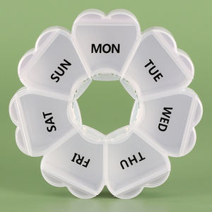 Portapillole giornaliero portatile WEISHENG con logo stampato, senza BPA, organizer per medicinali, portapillole rotondo a 7 giorni con motivo floreale per <span class=keywords><strong>farmacia</strong></span> domestica - Product Image 5