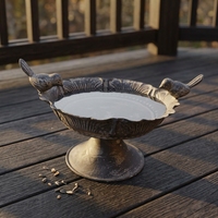 Mangeoire pour oiseaux en fer avec support, éclairée, en métal thermolaqué fait main, pour jardin, patio, cour, extérieur, décoration de la maison
