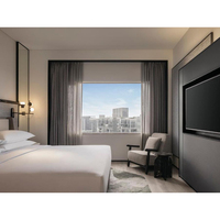 Ensemble de chambre à coucher d'hôtel Hilton de luxe moderne 5 étoiles, mobilier de chambre d'hôtel