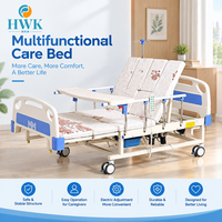 Lit d'hôpital électrique à quatre moteurs avec rotation latérale et manivelle de secours pour soins continus des patients en salle de réadaptation
